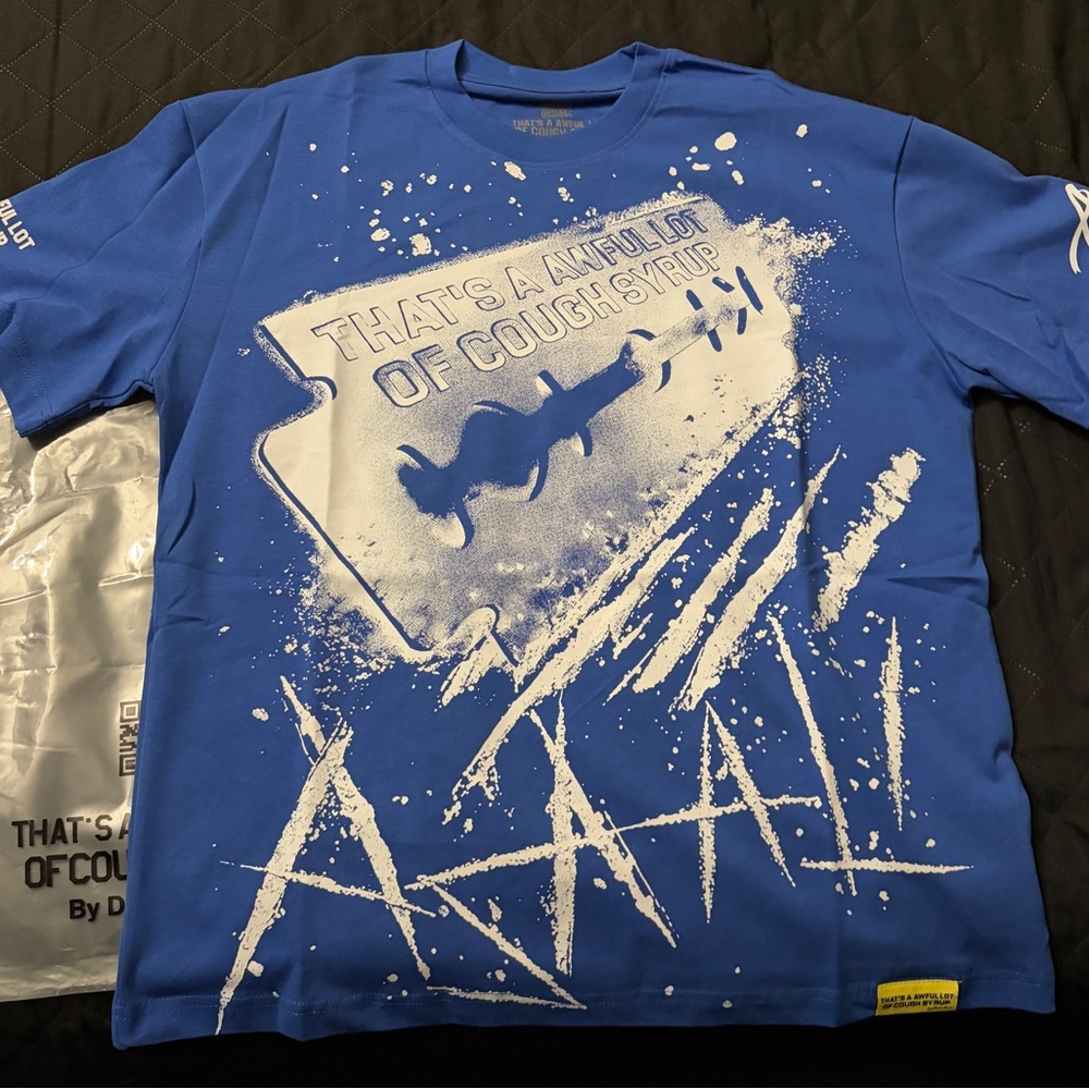 Blue Graphic T-Shirt with White Print